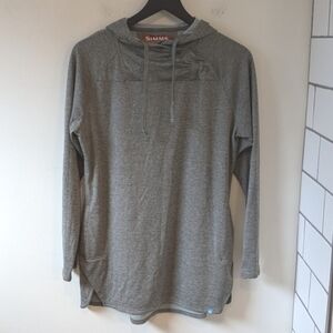 SIMMS Grey Women's Solarflex Pullover Snap Neck Hooded Shirt Sweatshirt Fishing